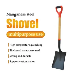 Manganese Steel Garden Spade and Shovel Round Point Digging Shovel With Wooden Handle Wholesale Garden Tools thumbnail-2