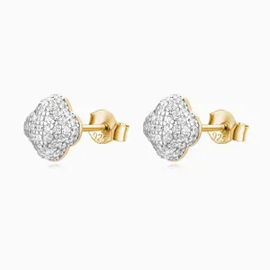 Shining Star Jewelry Micro Pave Zircon Hip Hop Men Iced Out Flower Stud Earrings thumbnail-1