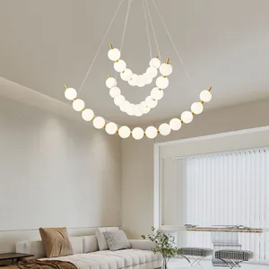 Beaded Curved-Strand LED Pendant - 8/11-Bead or Combo Brass thumbnail-1