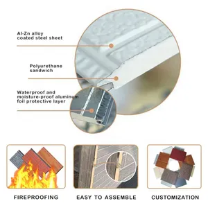 PU Foam Sandwich Panels Roof Fireproof Insulated Sandwich Wall Panel Building Boards of Metal Siding thumbnail-5