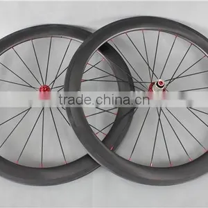 Full Carbon Fiber Road Bike Wheelset Red R13 Hubs Carbon Bike Wheels W56T thumbnail-2