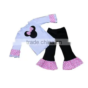 Halloween Baby Girls Wide Leg Trousers Sets,children Evil Top and Child Striped Ruffle Pants Set,girl Long Sleeve Clothing Set thumbnail-2