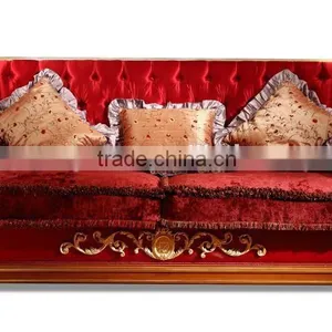 European Classic Wood Sofa With Hand Carving Living Room Sofa Antique Furniture A65360 (3seat) thumbnail-1
