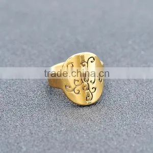 18K Gold Plated Stainless Steel Wedding Ring Indian Engagement Rings thumbnail-2