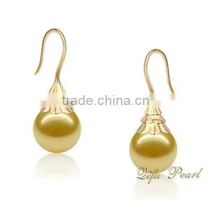 14K Gold Earring Findings With South Sea Pearl thumbnail-2