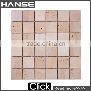 QS015 Cream Color Travertine Square Shape Bath Mat Mosaic thumbnail-1