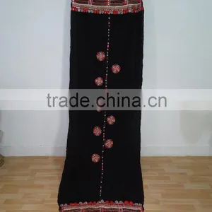 Rabari Throw Vintage Hand Embroidered Rabari Kutch Woollen Throw 106x28 Inch Vintage Kutch Wall Hanging Rabari Shawl thumbnail-2