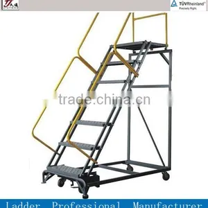 Warehouse Mobile Platform Ladder With Wheels thumbnail-1