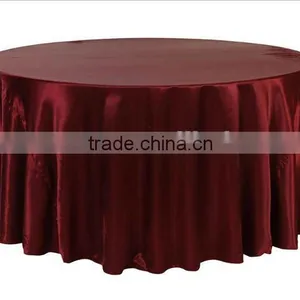 Burgundy Satin Round Table Cloth/table Linen for Weddings thumbnail-1