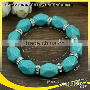 Turquoise String Mens Charm Bead Bracelet, Italian Bead Bracelet thumbnail-2