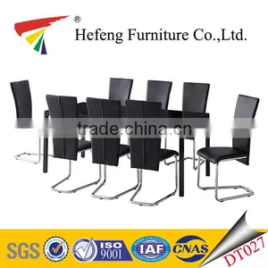 Hot! 1+8 Table and Chairs no Folding Heavy-duty Modern Black Tempered Glass Dining Table Set thumbnail-1