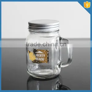 12 oz Square Glass Jar Glass Mason Jar With Lid and Handle thumbnail-1