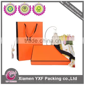 Orange Lid and Base Paper Box for Scarf Packaging thumbnail-1