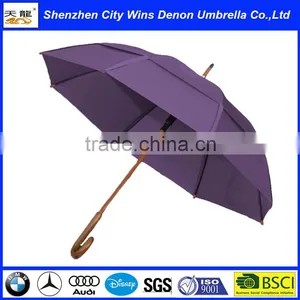 Wholesale Classic Automatic Custom OEM Amazon Hot Sale Air Vents Wooden Stick Umbrella With Wood Hook Handle thumbnail-6