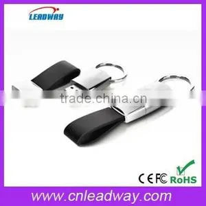 USB2.0 Interface Type Leather Usb Key,grade A Leather&metal Usb Keyring thumbnail-1