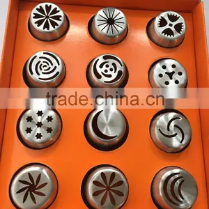 Stainless Steel Cake Decorating Tips Tool Nozzles Russia Nozzles Tips 12pcs per Set thumbnail-1