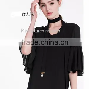 2016 Fashion Woman Handmade Long Black Velvet Choker Necklace thumbnail-1
