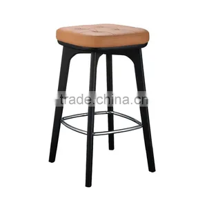 BS008A Leather Wood Bar Stool thumbnail-6
