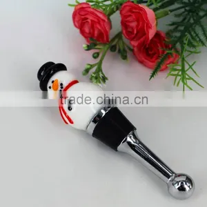 Snowman Theme Murano Glass Wine Bottle Stoppers for Christmas Gifts thumbnail-1