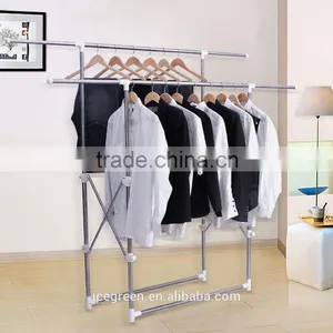 Foldable Double Rail Adjustable Hanging Garment Rack thumbnail-3