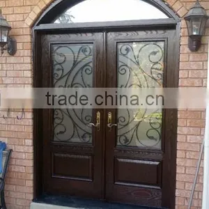 Exotic Arch Mahogany Carving Wood Double Door in Foshan thumbnail-1