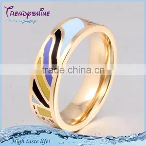 Wholesale Unisex 20k Gold Stainless Steel Enamel Ring thumbnail-1