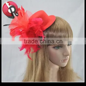 Lady Hard Handmade Fascinator Mini Bowler Hat With Feather thumbnail-2