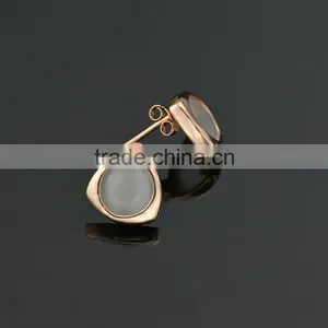 Latest Design Fashion 18 Karat Gold Plated Cat's Eye Stud Earrings thumbnail-5