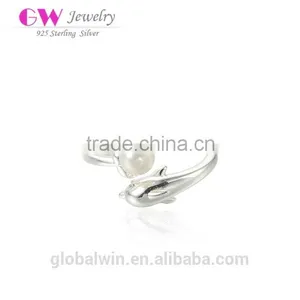 Engagement Gift Freshwater Pearl Solid Silver Rings For Sale thumbnail-1