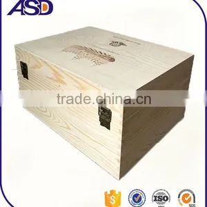 Pine WOOD Wine Box for 6 Bottles Silk Screen Printing thumbnail-2