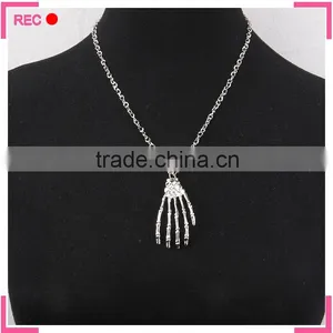 Custom Logo Necklaces Skeleton Hand Pendant, Imitate Silver Chain New Model Necklace thumbnail-3