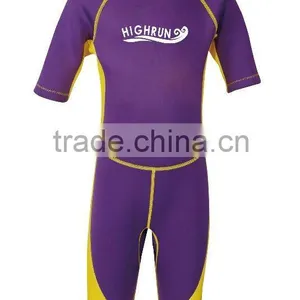 (New Arrival)Children Short Sleeve Purple and Yellow Surfing Suit thumbnail-1