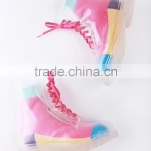 Candy Colors Women PVC Rain Boots Cheap Ankle PVC Rain Shoes thumbnail-1