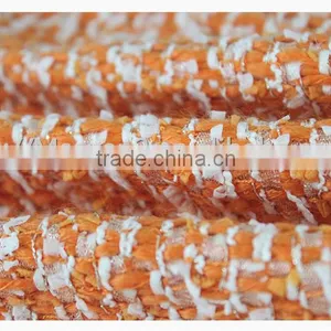 Widely Use Orange Wool Polyester Tweed Fabric/thick Tweed Heavy Woolen Fabric thumbnail-3