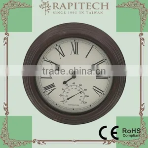 18 Inch 2 In 1 Antique Metal Frame Outdoor Clock With Thermometer thumbnail-1
