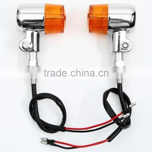 Chrome LED Round Metal Stalk Turn Signals For Dual Sport Cruiser Cafe Racer 2PCS thumbnail-2