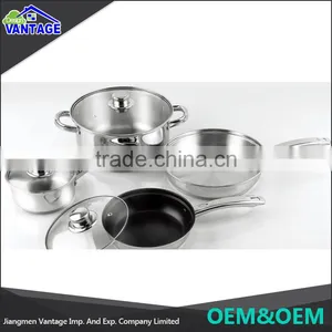 Good Quality Stainless Steel Camping 7pcs Cookware Sets Cooking Pan Set thumbnail-1