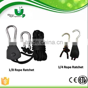 1/4 1/8 Heavy Duty Adjustable Retractable Grow Light Hangers Rope Ratchet thumbnail-1