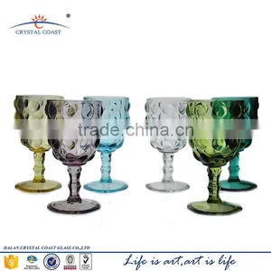 Green Blue Set 6 Bubble Style Vintage Fine Glass Elegant Stemware for Champagne or Cocktail thumbnail-2