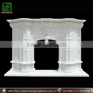 Classical Indoor Decorative White Marble Fireplace Mantel thumbnail-1
