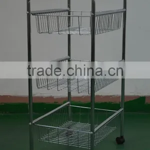 Vivinature Kitchen Metal Wire Basket Display Rack Trolley Chrome Plating thumbnail-1