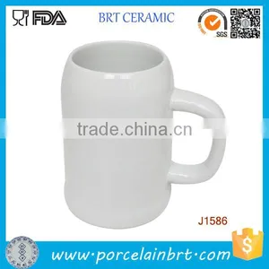 High Quality White Plain Ceramic Beer Stein thumbnail-2
