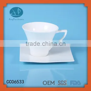 4 Cups and 4 Plates ,porcelain Custom Designed White Cup and Saucer thumbnail-1
