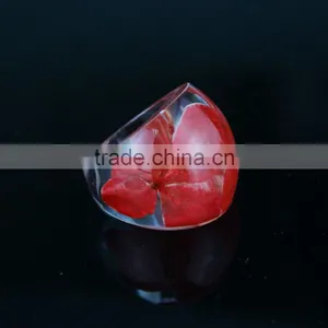 Pressed Flower Ring Real Turquoise Star Ferry Resin Dome Ring Floral Botanical Jewelry thumbnail-1