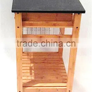Hot Sale Bamboo Kitchen Trolley Design With Basket and Wheels thumbnail-3