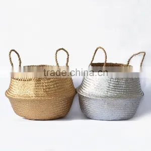 Gold and Silver Seagrass Storage Baskets, Belly Seagrass Baskets thumbnail-1