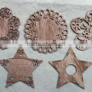China Flower Star Tracery Style Natural Wood Table Plate Wine Bottle Mat Wooden Cup Coaster for Country Living Home Deco thumbnail-1