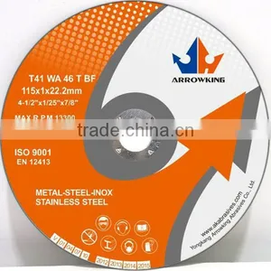 4-1/2" 115x1x22.2mm Super Thin Flat Resin Bonded Reinforced Cutting Wheel for Stainless Steel thumbnail-1