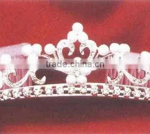 Fashion Pearl Rhinestone Hair Products Bridal Headband thumbnail-1