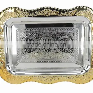 Gold Stainless Steel Decorative Tray for Wedding thumbnail-1